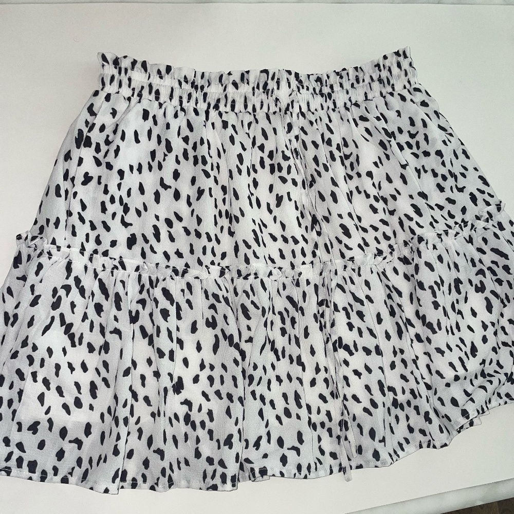 Princess Polly White Animal Print Tiered Drawstring Mini Skirt